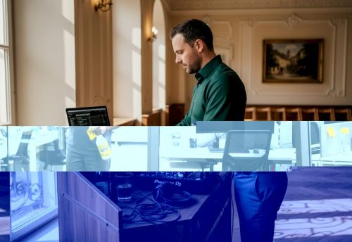 Der DJ bereitet die Technik und die Musikanlage für eine Hochzeit in Salzburg vor.