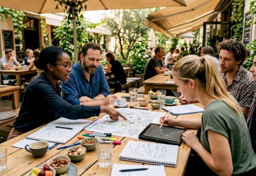 Besprechung im Team zur Planung unserer Firmenfeier